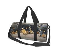 Rottweiler Sleeping Dogs Animali Cuccioli Piccoli, Borsone da viaggio di grande capacità Borsa rotonda Borsa da viaggio sportiva Borsa da viaggio Borsa da fitness