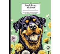 Rottweiler Smile and Blooming Love Floral Quad-Ruled 1/4 Graph Paper Notebook: Rottweiler Dandelion Flowers Floral Diary Journal Notebook; 4x4 (4 Squares per Inch) 8.5x11 inch with 120 Grid Page