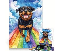 Rottweiler sul Ponte dell'Arcobaleno - Puzzle da 1000 pezzi per adolescenti - Gioco di logica - Divertimento in casa - Bordo di alta qualità - Regalo memorabile (38x52cm)