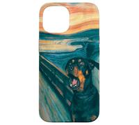 Rottweiler The Scream - Divertente design artistico a forma di cane Custodia per iPhone 15