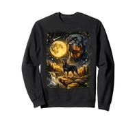 Rottweiler Ululando alla Luna Divertente Cielo Notturno Felpa