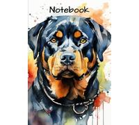 Rottweiler Watercolor Art Journal: 6x9 Inch Lined Notebook for Dog Lovers and Owners | Artistic Rottweiler Portrait Cover | 120 Pages