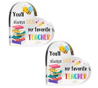 Rotulo Profesor - 3.94x3.94x0.39 pulgadas acrílico Rotulo Acrilico Corazon 2 Piezas | Accesorios Decorativos | Decoracion Escritorio Graduacion Accion Gracias Compañeros Trabajo Navidad