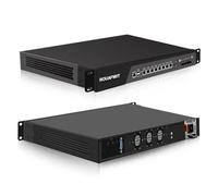 ROUAFWIT 1U Cabinet Firewall Appliance 10GBe, Core i3 7100, 4 x SFP+ 82599es 10Gbe, 8 x i226V 2.5GbE LAN, OPNsense, Network Rackmount, DDR4 0G RAM 0G SSD, Barebone