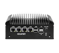 ROUAFWIT Fanless Mini PC N150 Firewall Appliance 4 x 2.5Gbit LAN, 2 RS232 COM, Industrial PC, 6USB, HD+DP Dual Dispaly, Router/Home Server Computer Hardware No RAM No SSD
