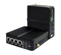 ROUAFWIT Firewall Mini PC Pentium J6426 Fanless Support Win OPNsense, DDR4 16GB RAM 128GB SSD Win 11 Pro Router Computer, 4 Port i225-V 2.5G LAN, 2 COM, Dual 4K Display