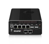 ROUAFWIT Firewall Mini PC, Ultra 7 155H (16C/22T up to 4.8GHz), 4 x 2.5GbE LAN, 2 x SFP+10GbE LAN, Triple USBC 8K Display, DDR5 8GB RAM 256GB SSD, WiFi 7, AI-Ready, PCIe 4.0/SATA 3.0 Expandable