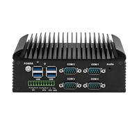 ROUAFWIT Industrial PC i5 8250U(2C/4T) Fanless Mini PC 4RS232 COM,2RJ45 LAN, HD+VGA Dual Display, 6USB, GPIO, WiFi, BT, Industrial Fanless Embedded PC DDR4 16GB RAM 512GB SSD