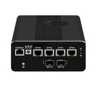 ROUAFWIT Micro Firewall Dual 10Gbe N100 Mini PC Apparecchio Router, 2 x SFP+ 10Gbps, 4 x 2.5Gbe i226-V Piccolo Computer, DDR5 8G RAM NVME 128G SSD, AES-NI, Sim Slot, TF, 3 Display