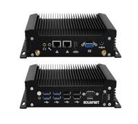 ROUAFWIT Mini PC i7 Lüfterlos Industrial Computer Core i7-10510U Dual Lan, Win11 Pro Linux Mini Desktop PC, 8GB RAM 128GB SSD, 2RS232 COM, 4K HD, VGA, 4USB3.0, 4USB2.0, Auto Power On