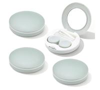 Roucerlin Kit di 4 strumenti per rimuovere lenti a contatto, con specchio e flaconcino per soluzioni, contenitore per cosmetici, per viaggi, casa, ufficio, Verde, No