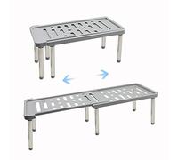 Roucerlin Scaffale allungabile per armadio da cucina, scaffale per spezie da pavimento, ripiano retrattile per bagno, piano di lavoro, dispensa, grigio