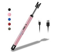 Rouclo Accendino Elettrico USB, Accendino Lungo per Candele Accendigas USB Ricaricabile con Indicatore della Batteria, Accendino Arco Elettrico per Accendere Candele, Stufe (Oro)