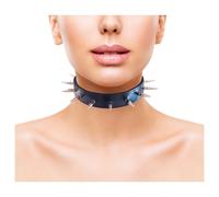 Rouge - collare in vera pelle con borchie (nero)