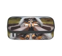 Rough Collie Bokeh Railway Cani Animali domestici ruvidi, Astuccio per matite, Astuccio per matite Astuccio per penne a matita di grande capacità Borsa per cosmetici