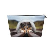 Rough Collie Bokeh Railway Cani Animali domestici ruvidi, Borsa da toilette Borsa per trucco Borsa per cosmetici Borsa da toilette da viaggio portatile