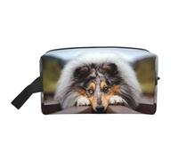 Rough Collie Bokeh Railway Cani Animali domestici ruvidi, Borsa per il trucco Borsa per cosmetici Borsa da viaggio portatile da viaggio Borsa per trucco Organizer