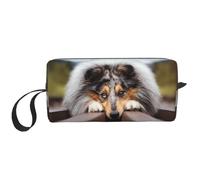 Rough Collie Bokeh Railway Cani Animali domestici ruvidi, Borsa per il trucco Borsa per cosmetici Borsa da toilette da viaggio portatile Borsa per trucco Organizer