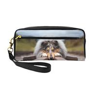 Rough Collie Bokeh Railway Cani Animali domestici ruvidi, Borsa per il trucco Borsa per cosmetici Borsa da viaggio portatile da toilette Astuccio in pelle per donne e ragazze