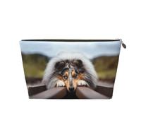 Rough Collie Bokeh Railway Cani Animali domestici ruvidi, Borsa per il trucco Borsa per cosmetici Borsa da toilette da viaggio portatile Borsa da toilette