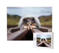 Rough Collie Bokeh Railway Cani Animali Domestici Ruvidi,Puzzle in legno da 500 pezzi, gioco di famiglia, puzzle per adulti e adolescenti, decorazioni per la casa