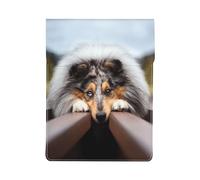 Rough Collie Bokeh Railway Dogs Animali domestici Ruvidi, Custodia per laptop in pelle PU, borsa per notebook, custodia per laptop, custodia per tablet