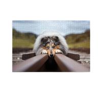 Rough Collie Bokeh Railway Dogs Animali domestici Ruvidi,Puzzle in legno da 1000 pezzi per famiglie, puzzle per adulti e adolescenti
