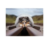 Rough Collie Bokeh Railway Dogs Pets Rough, Puzzle da 500 pezzi per adulti - Puzzle in legno per adulti e anziani