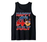 Rough Collie Dog American Flag Sunglasses Happy 4th of July Canotta