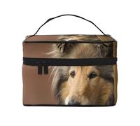 Rough Collie Lassie Cani Grandi cani soffici Animali domestici, Borsa per il trucco Borsa per cosmetici Borsa da toilette da viaggio portatile Astuccio per matite Astuccio da toilette