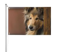 Rough Collie Lassie Cani Grandi e Soffici Animali Domestici,Bandiera da giardino, bandiera decorativa da cortile, bandiera bifacciale, 2x3 piedi, per esterni e interni