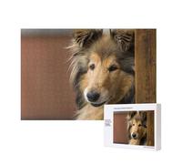 Rough Collie Lassie Cani Grandi e Soffici Animali Domestici,Puzzle in legno da 300 pezzi per famiglie, per adulti e adolescenti, decorazioni per la casa