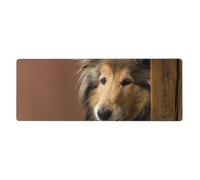 Rough Collie Lassie Cani Grandi e Soffici Animali Domestici,Tappetino per mouse grande, da scrivania, per tastiera e computer, con base in gomma antiscivolo, 30 x 80 cm