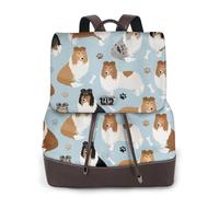 Rough Collie Paws And Bones,Zaino da donna, impermeabile, leggero, in pelle PU, alla moda, da viaggio
