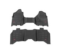 Rough Country Sure-Fit Floor Mats for Ram 2500/3500 (2019-2024) Crew Cab with Front Bench Seat - Waterproof, Non-Slip Flexible Floor Mat, Front & Rear Set