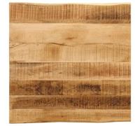 Rough Mango Solid Wood Table Top, 80 x 80 x 3,8 cm, Live Edge, Square Wood Desktop for Dining, Kitchen, Desk