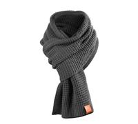 Rough Scarf - Sciarpa a maglia, sciarpa lunga con finitura in vera pelle (manifattura 13/M13), asfalto, Taglia unica