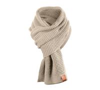 Rough Scarf - Sciarpa a maglia, sciarpa lunga con finitura in vera pelle (manifattura 13/M13), beige., Taglia unica