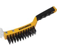 Roughneck ROU52042 Carbon Steel Wire Brush with Soft Grip & Scraper (300mm)