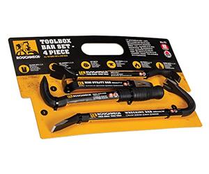 Roughneck ROU64951 Toolbox Bar 4 Piece Set Including: Wrecking Bar (12in), Nail Puller (9in), Floorboard Puller (10¼in) & Mini Utility Bar (7½in)