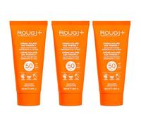 Rougj Crema Solare 50+ SPF Corpo Viso 100ml X3 - Resistente all’Acqua, Pelli Sensibili, Senza Profumo, Dermatologicamente Testata - Made in Italy