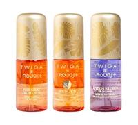 Rougj Travel Kit Solari 3x50ml - Spray Capelli, Lozione Solare SPF 30, Doposole - Attivatore e Prolungatore Abbronzatura Protezione UV e Idratazione Viso Corpo Capelli - Twiga by Rougj - Made in Italy