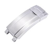 ROUHO 16 x 9mm Acciaio Inossidabile Scivolante Serratura Orologio Cinturina Fibbia Regolabile Chiusura Sostituzione per Rolex Daytona Submariner Oyster Perpetual-Argento Opaco