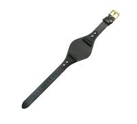 ROUHO 18mm Cinturino Retrò in Vera Pelle con Fibbia, Bracciale di Ricambio Durevole per Fossil ES4113 ES4114 ES3616 ES3625-Nero + Oro Fibbia