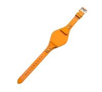 ROUHO 18mm Cinturino Retrò in Vera Pelle con Fibbia, Bracciale di Ricambio Durevole per Fossil ES4113 ES4114 ES3616 ES3625-Giallo + Oro Rosa Fibbia