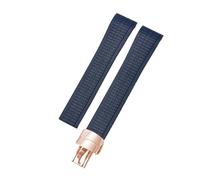 ROUHO 21mm Gomma Sportivo Cinturino Orologio Chiusura Déployante Impermeabile Braccialetto Silicone per Patek Philippe Aquanaut 5164/5167-Blu + Oro Rosa Fibbia