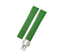 ROUHO 21mm Gomma Sportivo Cinturino Orologio Chiusura Déployante Impermeabile Braccialetto Silicone per Patek Philippe Aquanaut 5164/5167-Verde + Argento Fibbia