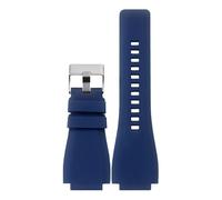 ROUHO 22 x 33mm Cinturino Orologio in Silicone Impermeabile, Attacco Intagliato Gomma Ricambio per Bell & Ross BR05-Blu + Argento Fibbia