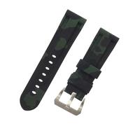 ROUHO 24 mm Silicone Mimetico Impermeabile Orologio Cinturino Regolabile Orologio Cinturino per P-ANE-RAI PAM4414447-#8 + Argent Fibbia
