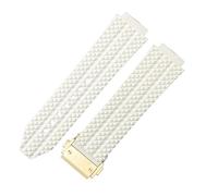 ROUHO 24 x 17mm Impermeabile Silicone Cinturino Orologio Gomma Orologio Riparazione Accessori Braccialetto per Hublot Big Bang-Bianco + Oro Fibbia